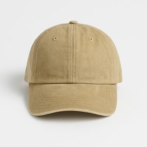 Beige Unstructured Baseball Cap • Washed Khaki Dad Hat • Adjustable Metal Buckle